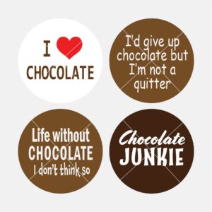 4-pack themed magnet set - I love chocolate humor