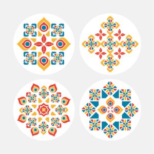 40184 Geo Flowers Orange