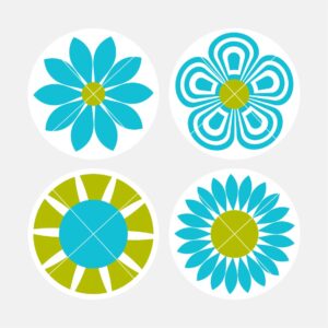 40119 Geo Flowers Blue Green