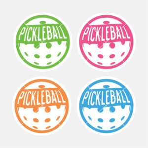 4-pack magnet set that shows pickleballs in 4 different colors