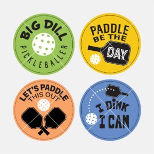 4-pack magnet set - colorful magnets with pickleball puns